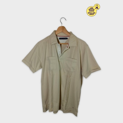 Polo Tommy Hilfiger Homme Beige Rayé À Poches M