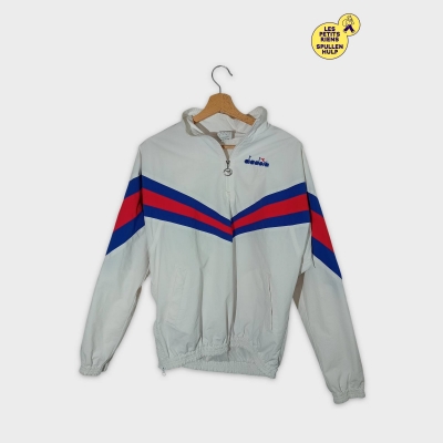 Coupe-vent Diadora Blanc Rayures Bleu Rouge Taille S