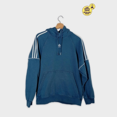Sweat À Capuche Adidas Originals Bleu L Rayures Blanches