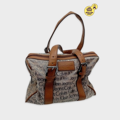 Sac À Main Calvin Klein Jeans Monogramme Beige Marron