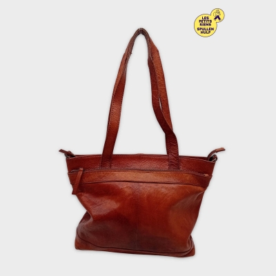 Sac À Main Épaule Cuir Cognac No Stress