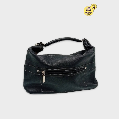 Sac À Main Cuir Noir Laura Ashley Couture Contrastée