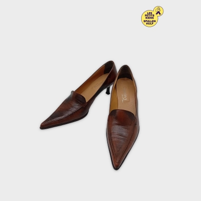 Escarpins Cuir Marron Pointus Opening Taille 40