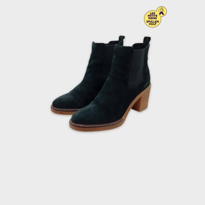 Bottines Chelsea Exit-and-co.be Daim Noir Talon Carré 41