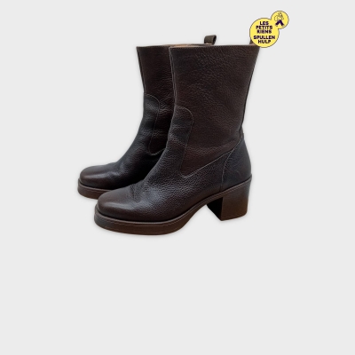 Bottes Cuir Marron Tango Talon Moyen Pointure 41