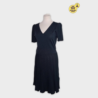 Robe Midi Côtelée Noire Dos Nu Élégante Naf Naf Paris L