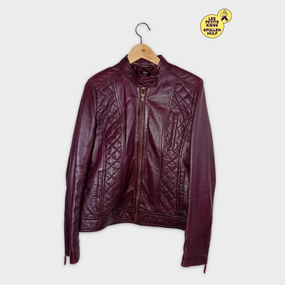 Veste Motard Matelassée Cuir Bordeaux La Redoute Creation