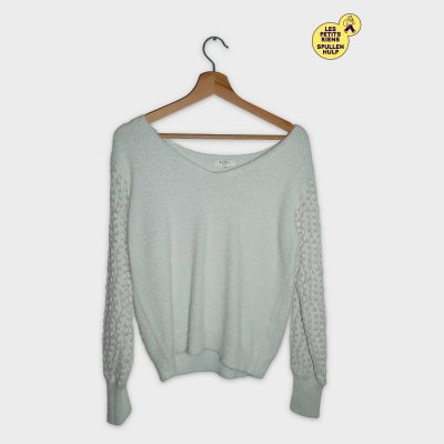 Pull Kilky Paris Blanc Duveteux À Manches Texturées Taille Unique