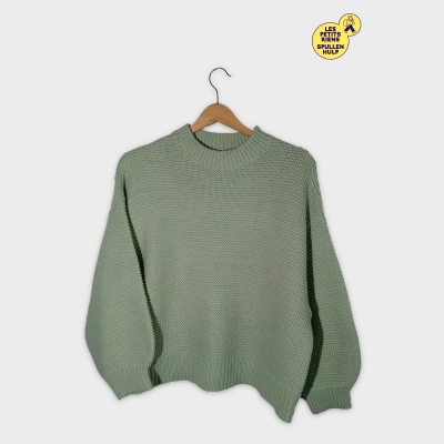 Pull Mng Mango Maille Épaisse Vert Menthe
