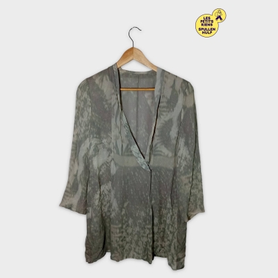 Chemisier Fluide Giorgio Armani Motif Abstrait Vert/gris L