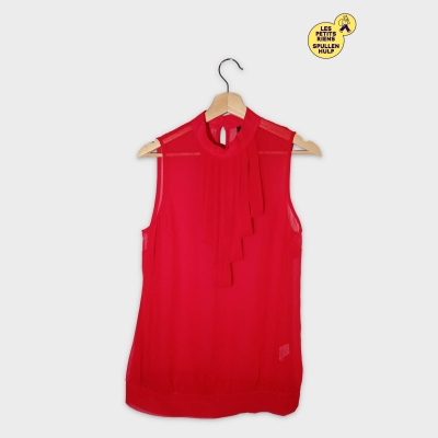 Haut Sans Manches Pepe Jeans Fluide Transparent Rouge M