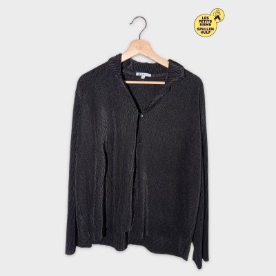 Cardigan Plissé Noir Odrey Élégant L