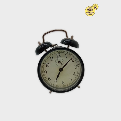 Réveil Mécanique Vintage Noir Et Argent