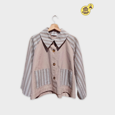 Veste Summer Rayée Beige Et Gris - Label Jaune 🟡