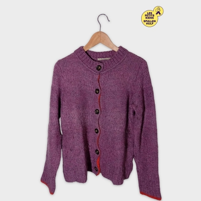 Cardigan En Maille Van Hassels Mauve Et Orange, Taille M