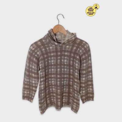 Pull Col Roulé Fabiana Filippi Carreaux Marron