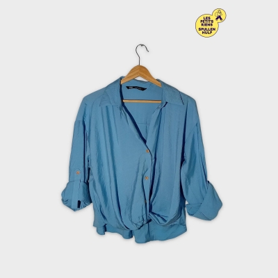 Chemise Fluide Zara Bleu Ciel Ample S