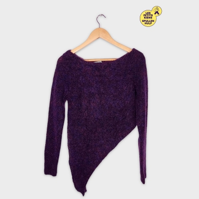 Pull Asymétrique Violet Sarah Pacini En Mohair Doux