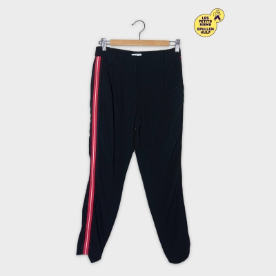Pantalon Noir Claudie Pierlot T.36 Bande Latérale Rouge Blanche