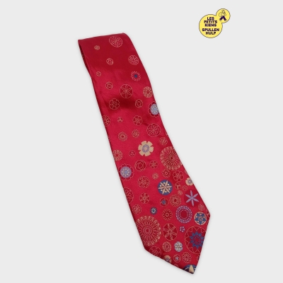 Cravate Christian Lacroix Paris Motifs Floraux Rouges