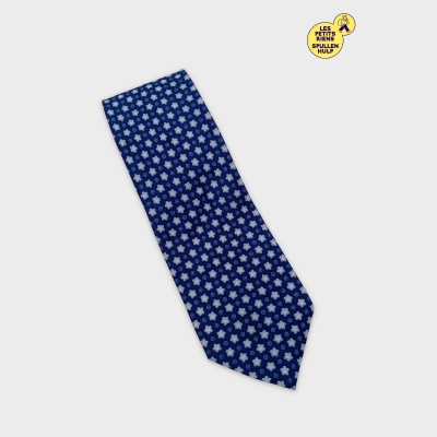 Cravate En Soie Bleue À Motifs Floraux Faite Main