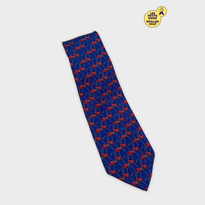 Cravate En Soie Bleue À Motifs Coquelicots Bigiander
