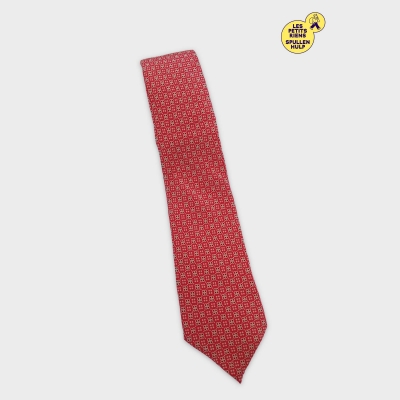 Cravate Homme Rouge Soie Motif Géométrique Élégante