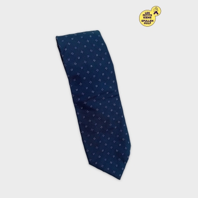 Cravate Gilles Masson Soie Motifs Géométriques Bleu Marine