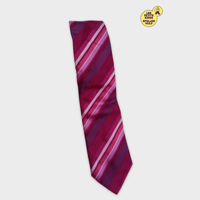 Cravate Father & Sons Soie Rayures Roses & Violettes