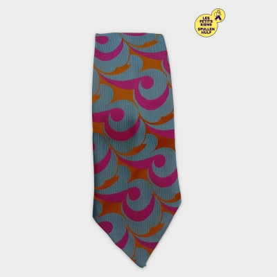 Cravate Homme Commodore Motif Psychédélique Bleu Rose Orange