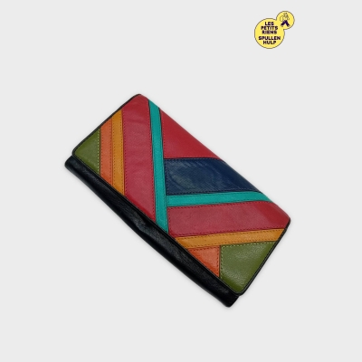 Portefeuille Compagnon Visconti Cuir Multicolore Et Noir