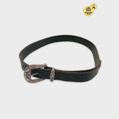 Ceinture Vintage En Cuir Embossé Style Western