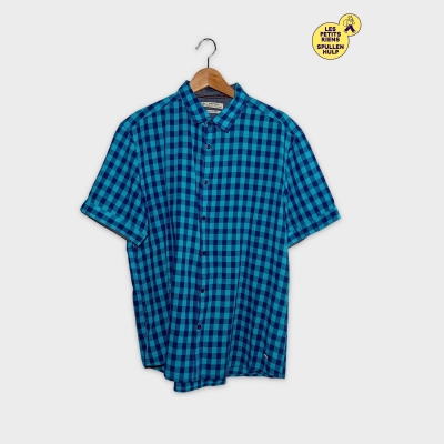 Chemise Esprit Carreaux Bleus Manches Courtes Regular Fit Xl