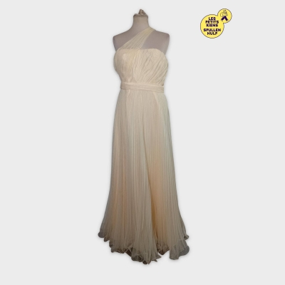 Robe Longue Plissée Asos Crème/beige Taille L 40 12