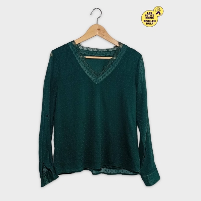 Chemisier Only Vert Dentelle Plumetis Taille 36