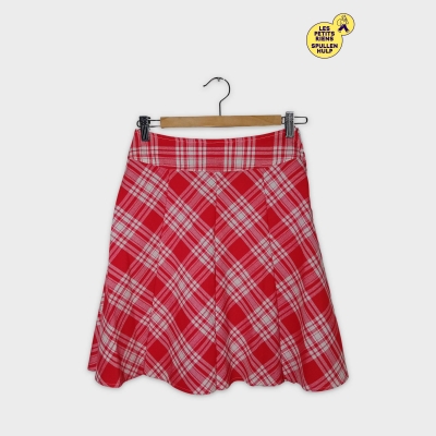 Jupe Courte Plissée À Carreaux Rouge Et Blanc S