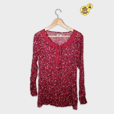 Tunique Blouse Tom Tailor Fleurie Manches Longues Dentelle