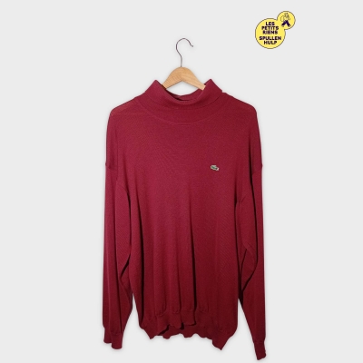 Pull Col Montant Lacoste Rouge Bordeaux Homme Xl