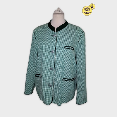 Veste Blazer Schneiders Vichy Vert Brodé Fleur Xxxl