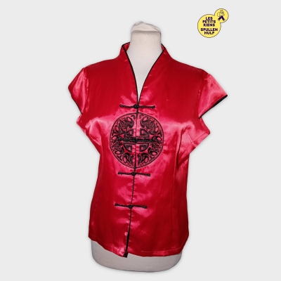 Haut Kimono Rouge Brodé Taille Xxxl