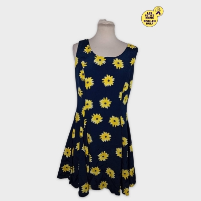 Robe Fluide Midi Marguerites Jaunes L
