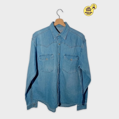 Chemise En Jean Poker Casual Bleue Claire