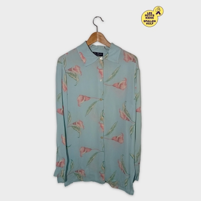 Chemisier Fleuri Le Studio Paris Bleu Clair Arums Roses L