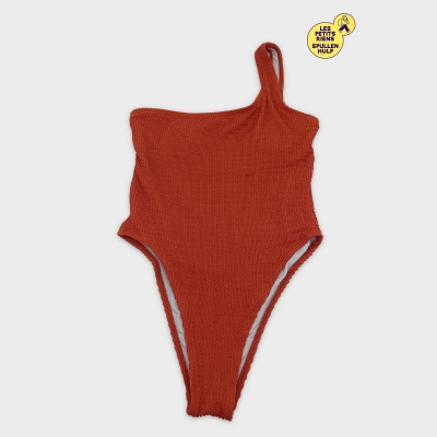 Maillot De Bain 1 Pièce Texturé Asymétrique Rouille S