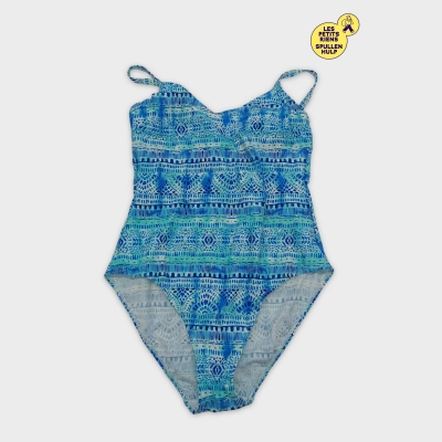 Maillot De Bain 1 Pièce Blancheporte Motif Tribal Bleu