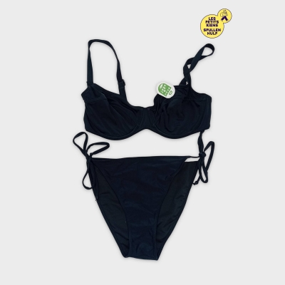 Maillot De Bain 2 Pièces Noir Liens À Nouer M