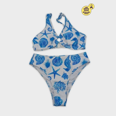 Maillot De Bain Bikini Femme Motif Marin Bleu Blanc M