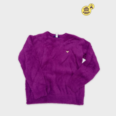 Pull Doudou Okaïdi Violet Cœur Pailleté 10 Ans