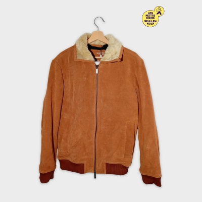 Blouson Aviateur Daim Selected Homme Col Shearling