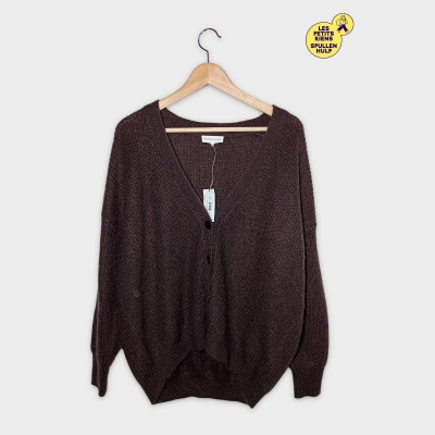 Cardigan Harris Wilson Mohair Marron Foncé Neuf Avec Étiquette S